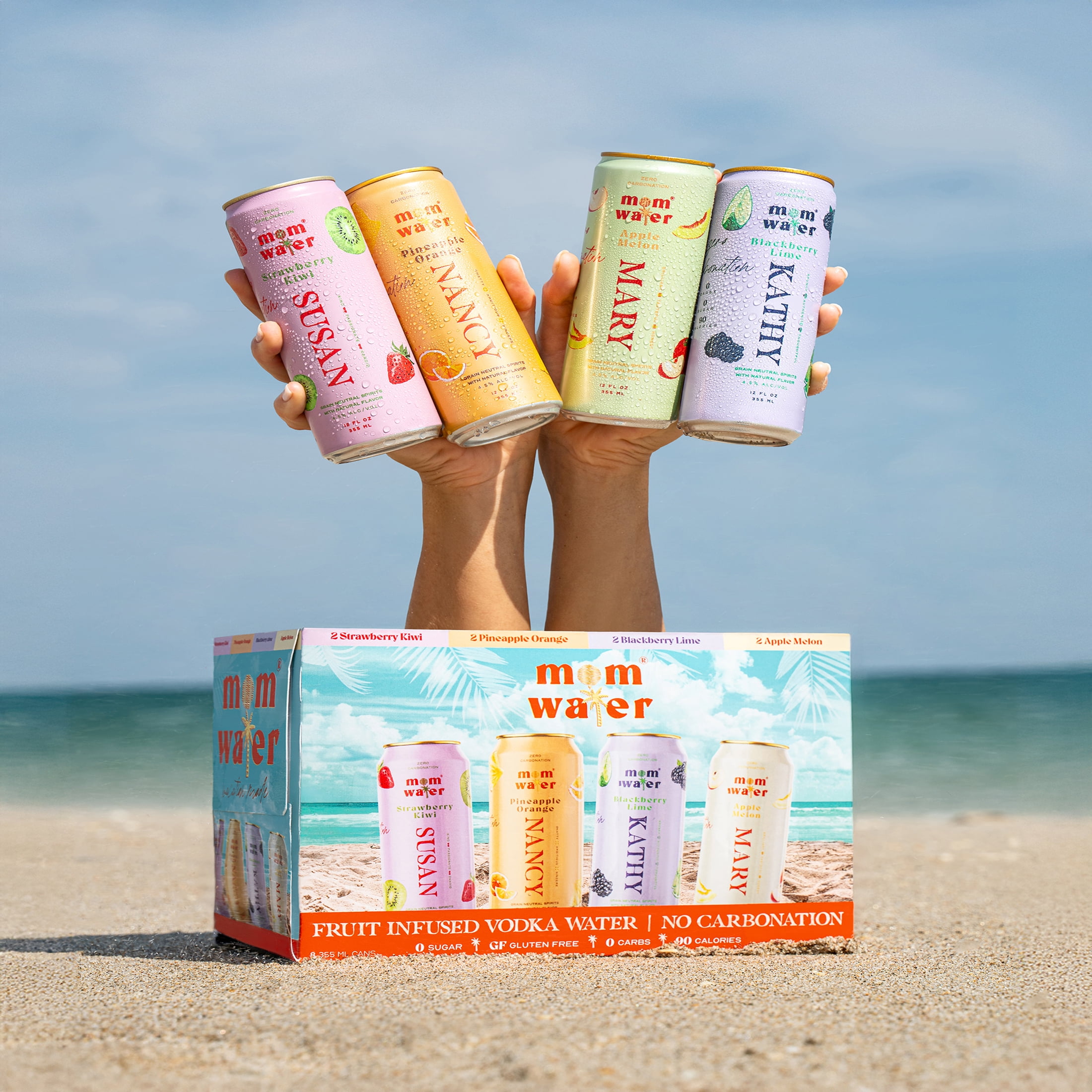 Mom Water Mom Squad Vacation Mode Mixed Flavors Flavored Alcoholic Beverage, 12 fl oz Can, 4.5% ABV