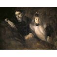 thumbnail image 2 of Carriere, Eugene 32x25 Gold Ornate Wood Framed with Double Matting Museum Art Print Titled - Alphonse Daudet and His Daughter, 2 of 4