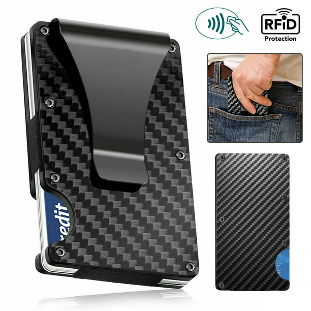 EEEkit Minimalist Carbon Fiber Wallet Money Clip – RFID Blocking Credit  Card Holder for Men and Women –
