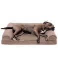 thumbnail image 1 of Furhaven Cama ortopédica para perros grandes/medianos con refuerzos extraíbles y funda lavable, para perros de hasta 55 libras - Sofá de felpa y gamuza - Almendra, grande, 1 of 5