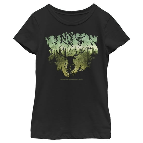 Girl's Harry Potter Patronus Stag Silhouette Graphic Tee Black X Small