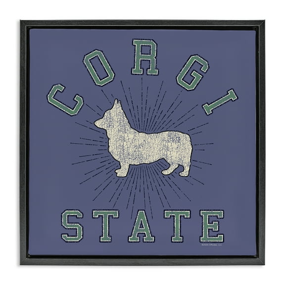 Stupell Industries Vintage Corgi State Novelty & Humor Painting Black Floater Framed Canvas Art Print Wall Art, 18 x 18