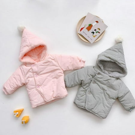 

Little Boys Girls Outerwear Baby Hood Jacket Coat Fleece Fall Winter Outerwear