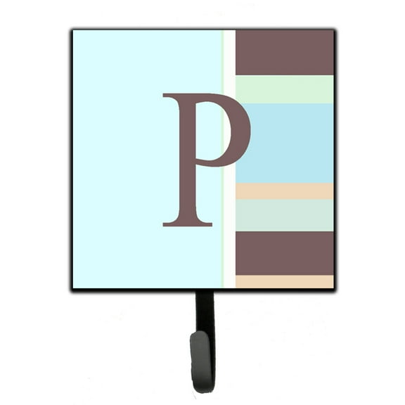 Letter P Initial Monogram - Blue Stripes Leash or Key Holder
