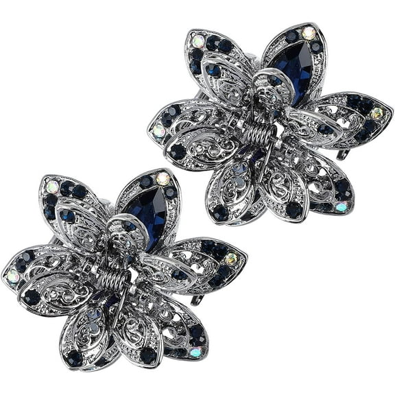 2pcs Barrette Metal Slip Claw, for Jaw Hollow Women Women, Use Head Clamp Clips Daily Flower Clamps Accessory Woman Decors Mini Hair Nonslip Non- Claws Claws, Rhinestone