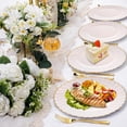thumbnail image 4 of 50 Pack Pink Disposable Plates, Party Plastic Plates Pink and Gold Dinnerware with Gold Rim for Birthday Wedding Celebration Reception (6 Inch), 4 of 7