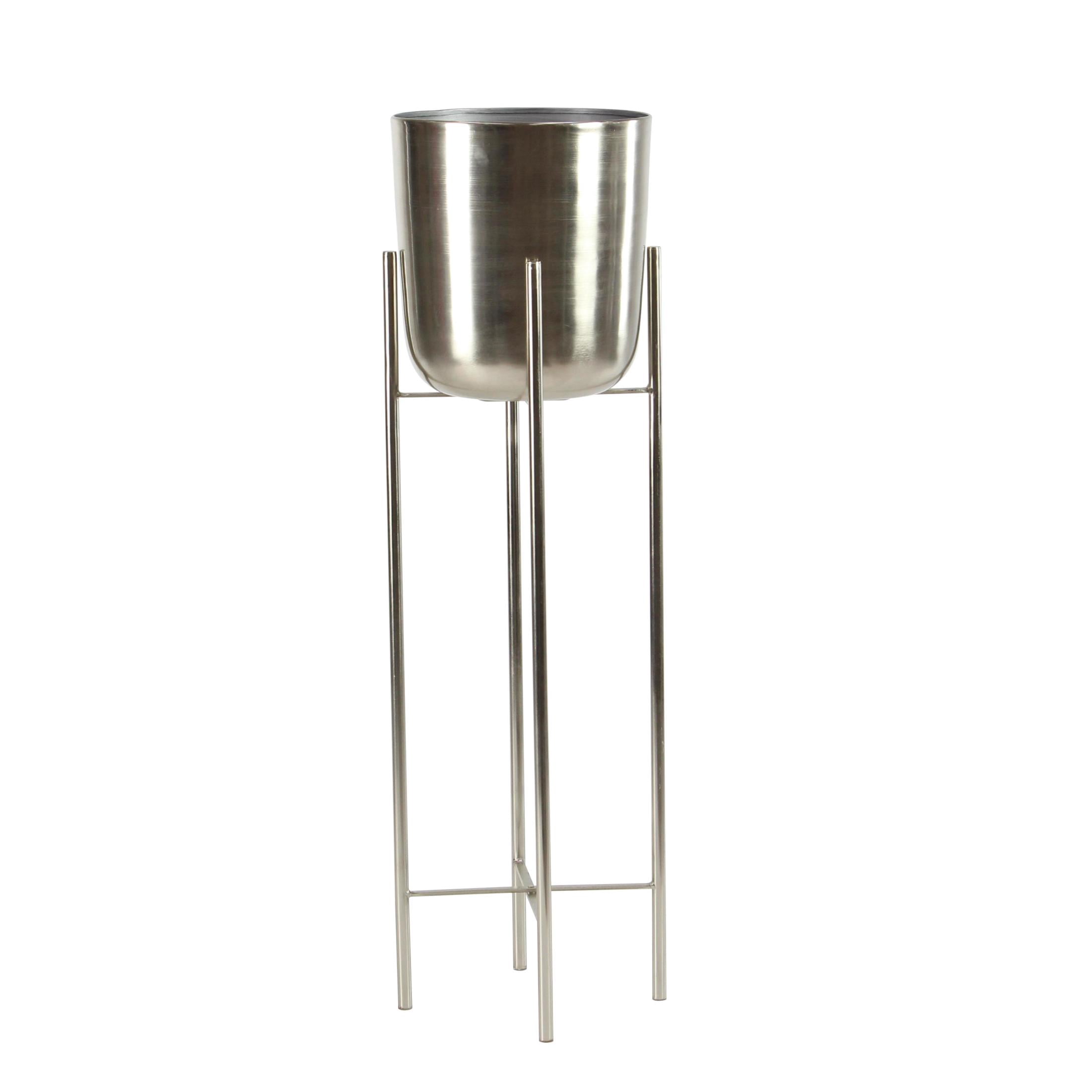 CosmoLiving by Cosmopolitan Silver Metal Dome Indoor Outdoor Planter with Removable Stand, Set of 2 39", 46"H