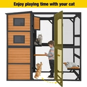 Aivituvin Large Cat Catio 4 Tiers Cat Enclosures House for Outdoor Indoor Cats with Weatherproof Roof, 3 Resting Rooms, 3 Platforms, 5 Windows 70 H 77 L