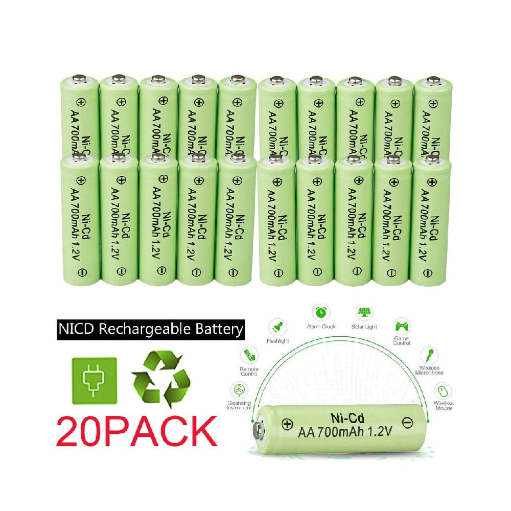 20 Pack AA Rechargeable Batteries Ni-Cd 700mAh 1.2v Garden Solar Ni-Cd LED Light
