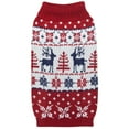 thumbnail image 3 of Blueberry Pet Vintage Ugly Christmas Reindeer Holiday Festive Pullover Dog Sweater in Tango Red Size:12", 3 of 6