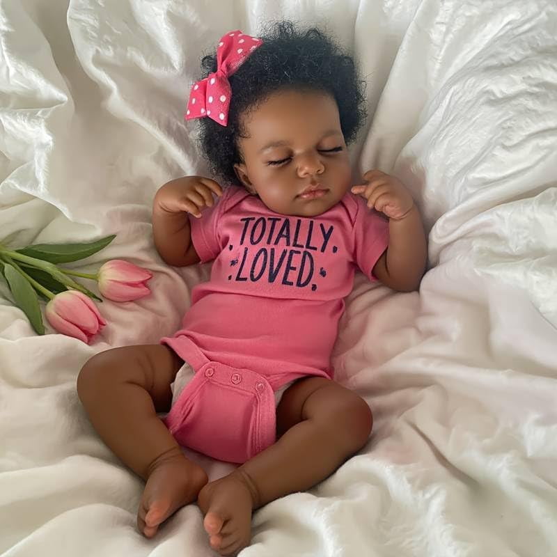 Lifelike Reborn Baby Dolls Black Girl 20 Inch Realistic Newborn Baby Dolls Realistic African American Reborn Doll Toy with Clothes