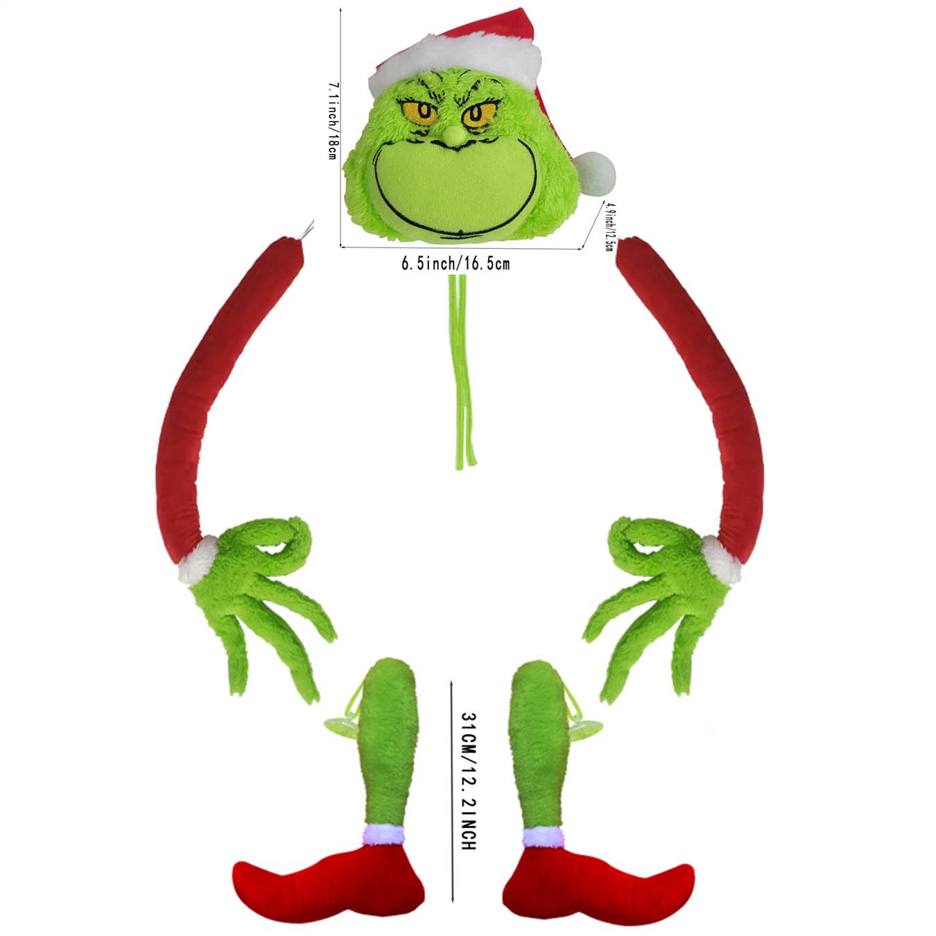 Grinch Christmas Tree Topper, Green Hand Head Leg for Grinch Christmas
