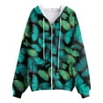thumbnail image 7 of GEWSEY Womens Oversized Hoodies Zip Up Fleece Floral Sweatshirt Casual Fall Long Sleeve Drawstring Hooded with Pockets (Dark Green, L), 7 of 7