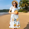 thumbnail image 4 of Disketp Gnome Camping Fishing para Vestido de Manga Corta para Mujeres, Vestidos de Verano para Mujeres, Casual y Holgado para la Playa, 4 of 6