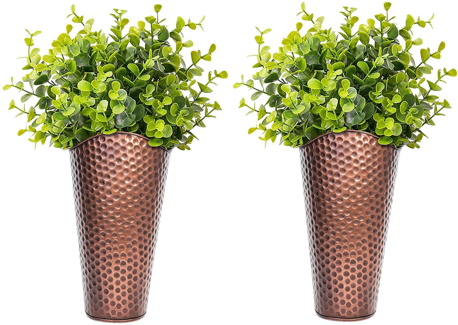 Monarch Abode Hand Hammered Copper Finish Metal Wall Planter (Set of 2