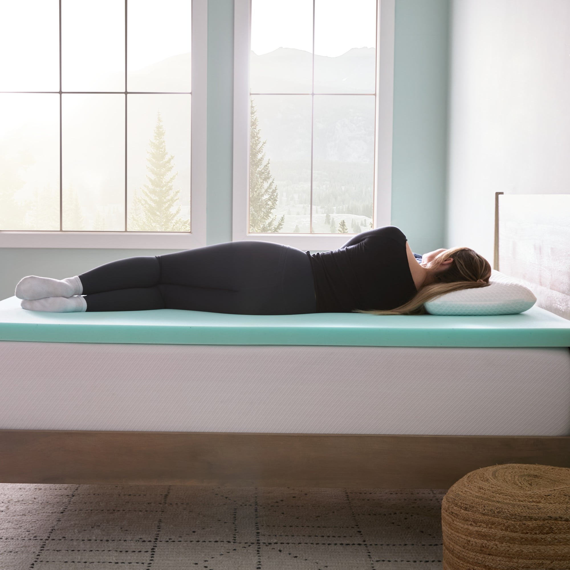 Linenspa 2" Cooling Gel and Green Tea Infused Memory Foam Mattress Topper, Full