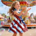 thumbnail image 4 of KPOPLK Girls July 4th Dresses Red White Blue Star Toddler Patriotic Outfit American Flag Sundress 1-8 Years(2-3 Years,Sky Blue), 4 of 5