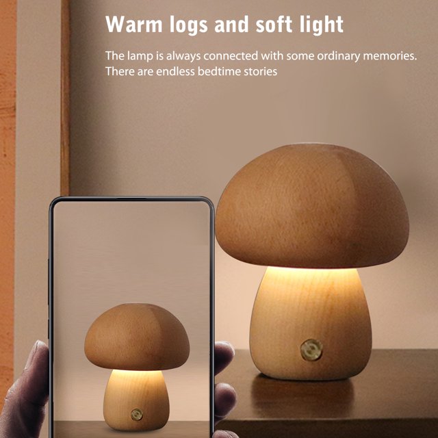 Lámpara de escritorio Mushroom 450mAh USB Touch Night Light Brillo de 3 velocidades (D Haya)
