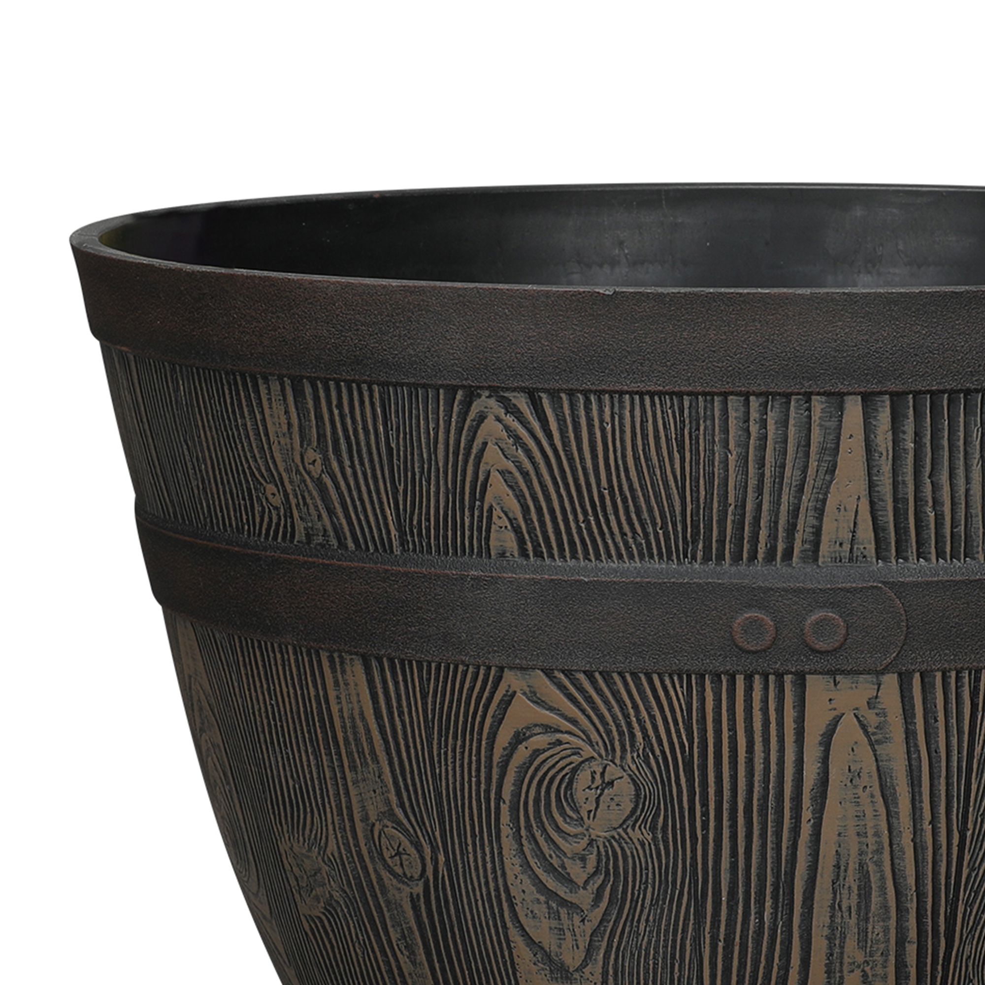 Better Homes & Gardens Whiskey Barrel Round Planter, Brown photo 6