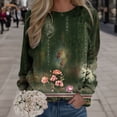 thumbnail image 2 of Women's Workout Tops Fall Winter Relaxed Fit Crew Neck Long Sleeve Bell One Shoulder Curve Hem Graphiprint Leisure Cotton Hoodies Pullover(AG,L), 2 of 4