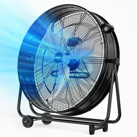 VINGLI 30 Inch High Velocity Drum Fan, 13000CFM Industrial Metal Floor Fan with Handle, Heavy Duty, 3-Speed, 360° Tilt, Air Circulator for Shop, Garage, Gym, Barn, Commercial, UL Safety Listed, Black