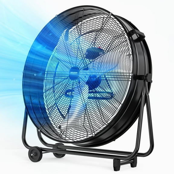 VINGLI 30 Inch High Velocity Drum Fan, 13000CFM Industrial Metal Floor Fan with Handle, Heavy Duty, 3-Speed, 360° Tilt, Air Circulator for Shop, Garage, Gym, Barn, Commercial, UL Safety Listed, Black
