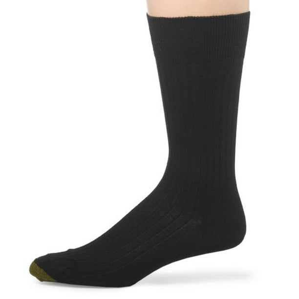 GOLDTOE Gold Toe Men's English Ribbed Lisle NonElastic Sock, Black