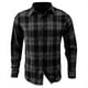 thumbnail image 2 of Camisas De Vestir Para Hombre Azul Hombre Otoño Invierno de un solo pecho cálido Casual Plaid solapa playa manga larga vacaciones al libre camisa de vacaciones (Grey, XL), 2 of 6