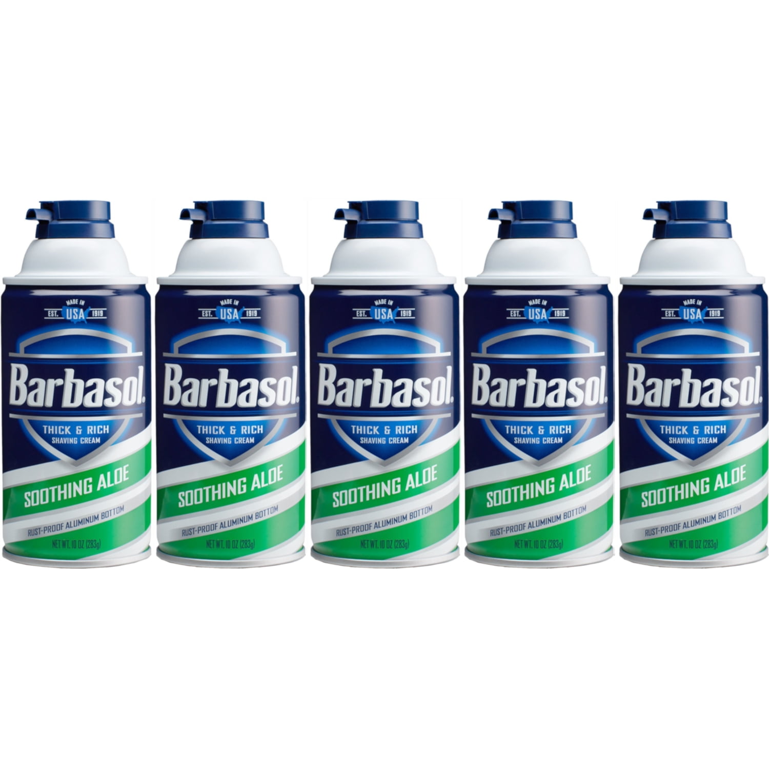 5 Pack - Barbasol - Thick and Rich Shaving Cream With Soothing Aloe 10oz Each