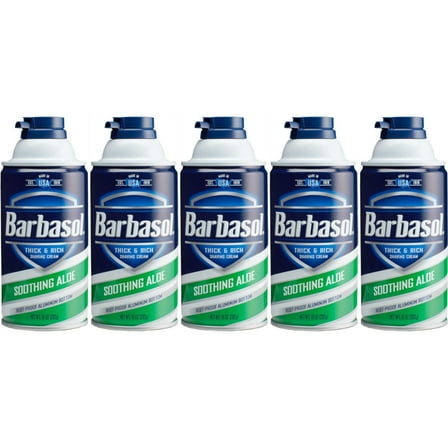 5 Pack - Barbasol - Thick and Rich Shaving Cream With Soothing Aloe 10oz Each