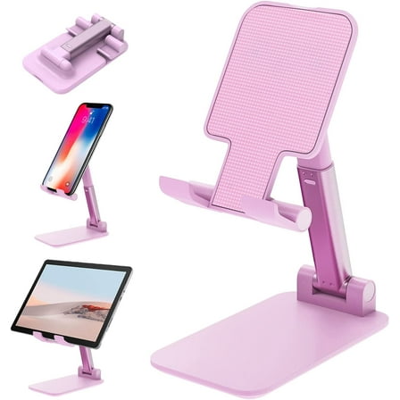 Adjustable Cell Phone Stand, Foldable Phone Holder Tablet Stand for Desk, Angle Height Adjustable Cell Phone Stand Compatible with Phone 11 Pro Xs Xs Max Xr, Mini,Tablets（Pink）