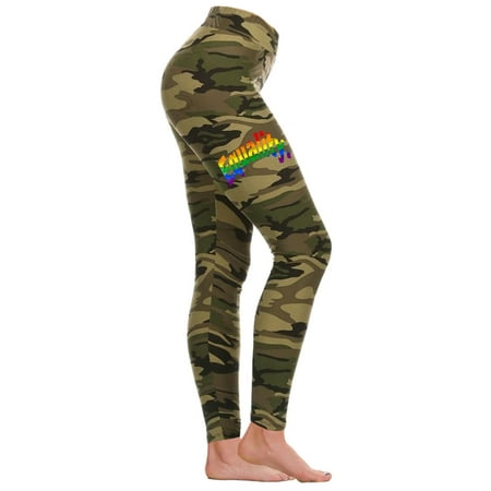 Junior's Chest Rainbow Equality. Camo Athletic Workout Leggings Thights One Size (Best Workout To Increase Chest Size)