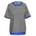 thumbnail image 5 of Conairie Womens Summer Shirts Casual Stripe Loose Short Sleeve Crew Neck T Shirts Fashion Elegant Breathable Work Tee Pullover Outfits Black L, 5 of 6