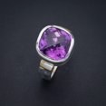 thumbnail image 2 of StarGems&reg; Natural Amethyst Hammered Handmade 925 Sterling Silver Ring 8.75 F2892, 2 of 7