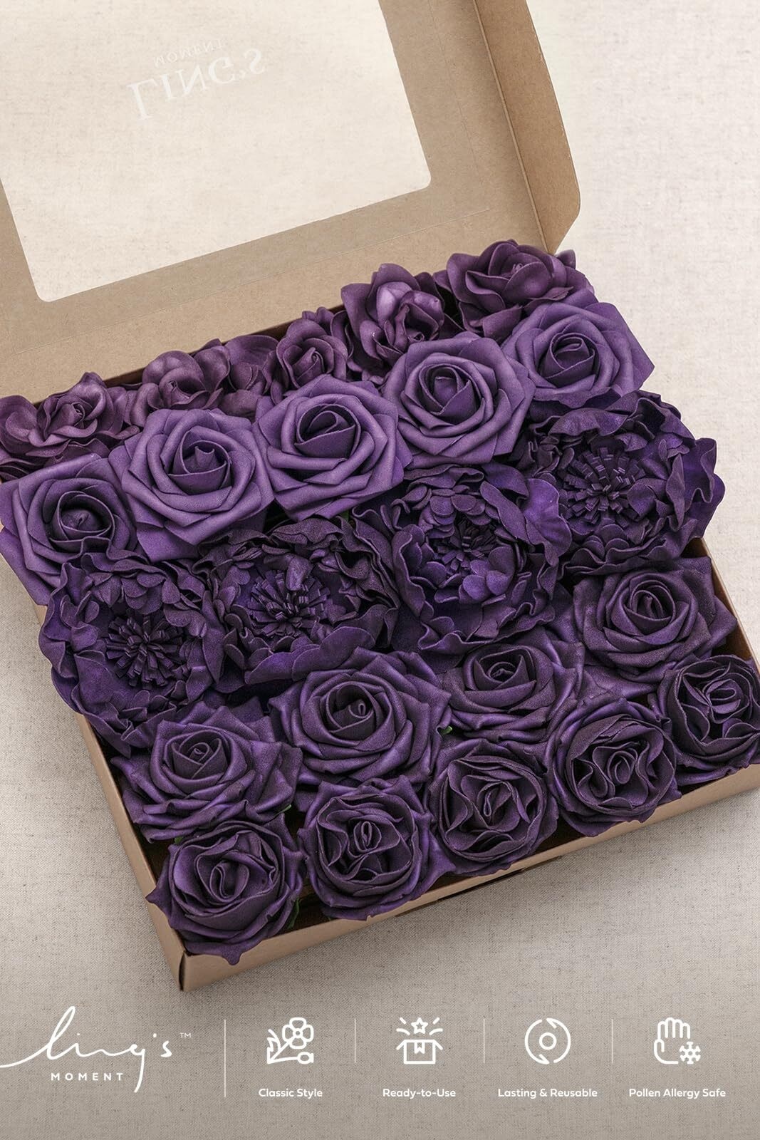 Artificial Flowers Fake Silk Roses Faux Foam Gardenia Combo for DIY Wedding Bouquets Centerpieces Arrangements Bridal Shower Party Home Decorations, Dusty Blue & Ivory, 23pcs