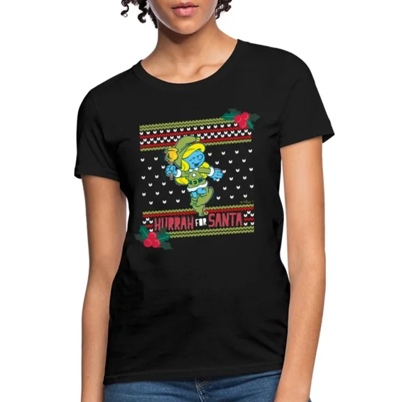 Smurfette Holiday Cheer Hurrah Festive Blue Cartoon Style Unisex T-Shirt up to size 5XL