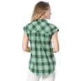 thumbnail image 5 of Camisa a cuadros Allegra K con cuello Abotonado y Puños Enrollados Verde XL, 5 of 5