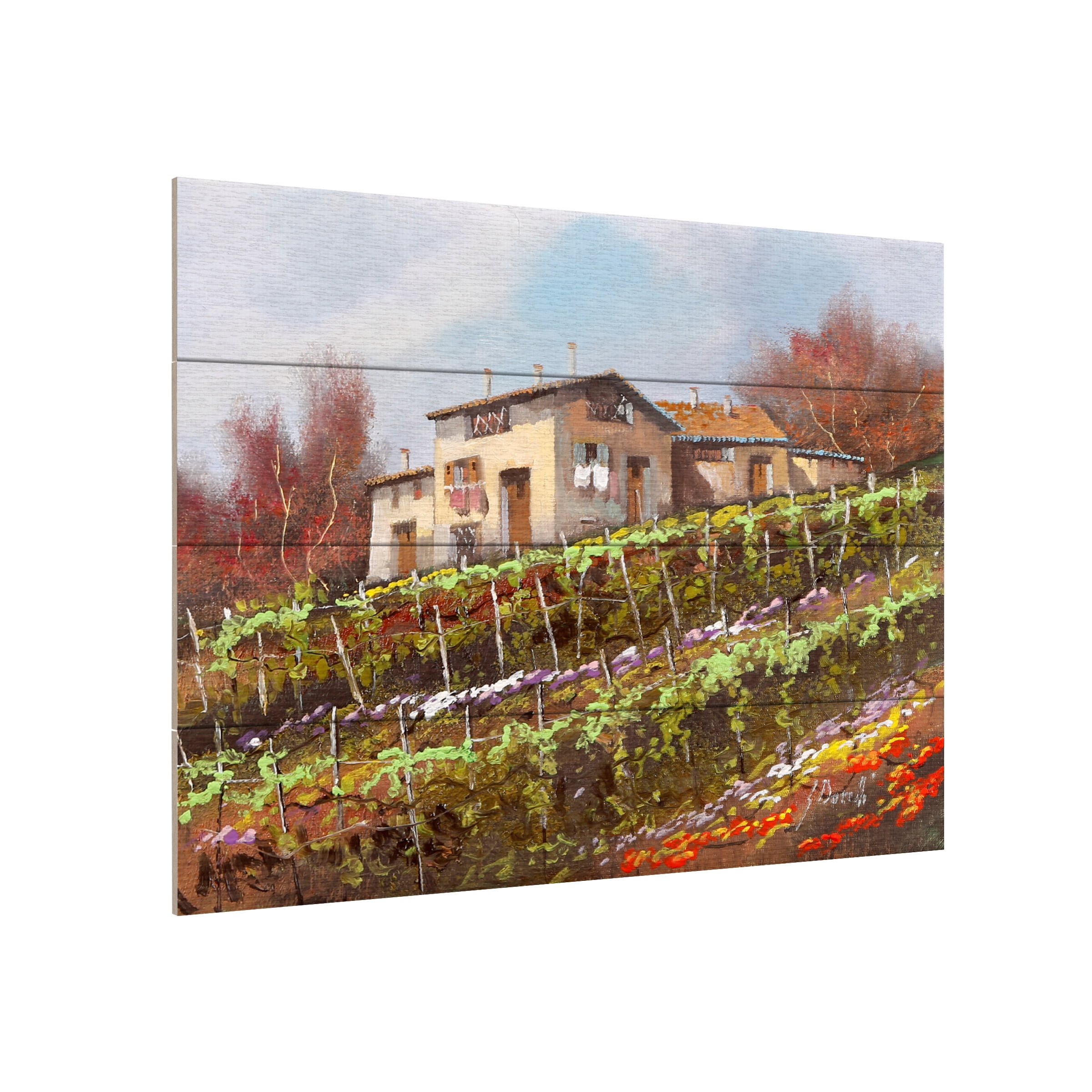 Guido Borelli 'Casa Nelle Vigne' Wood Slat Art 12x16
