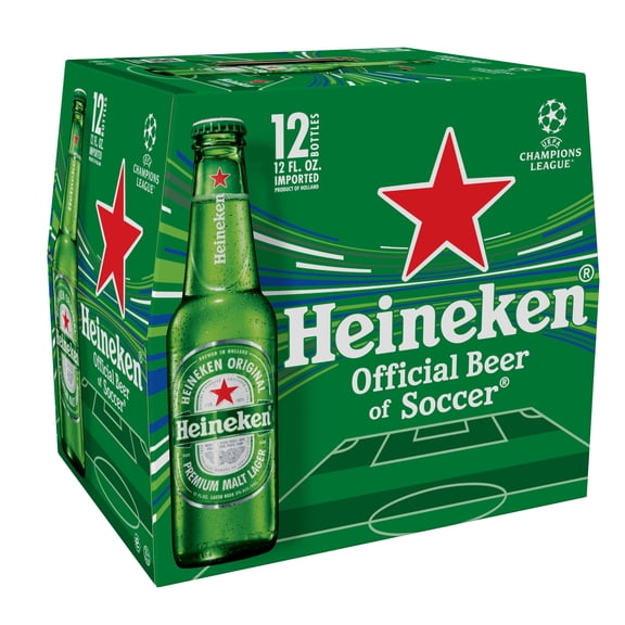 Heineken Original Netherlands Lager Import Beer, 12 pack, 12 fl oz Bottles, 5% ABV