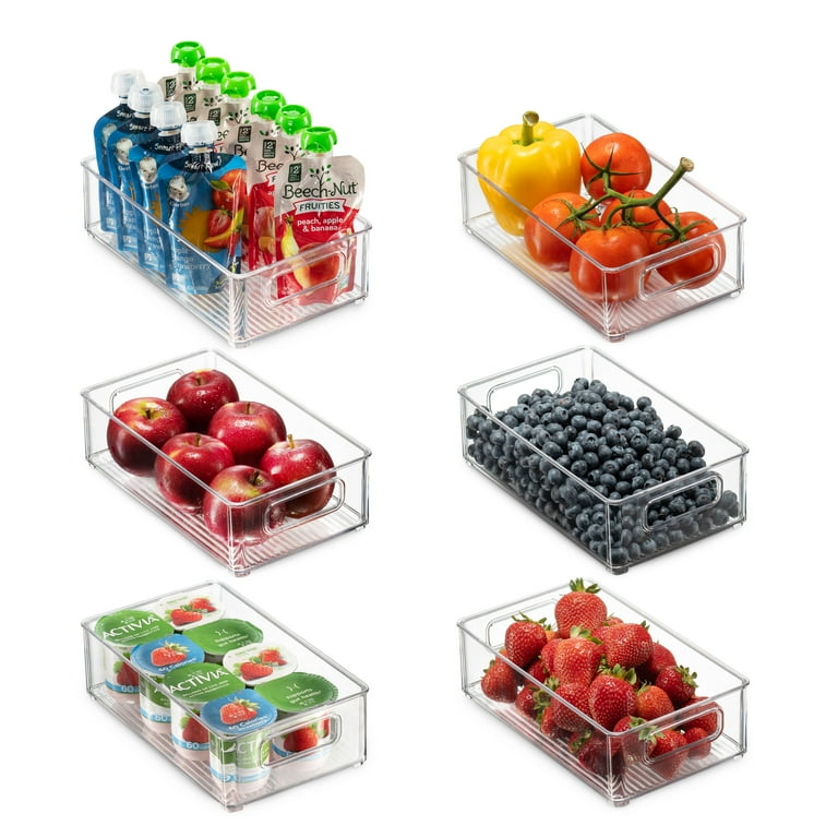 Set Of 6 Refrigerator Organizer Bins - Stackable Fridge Organizers