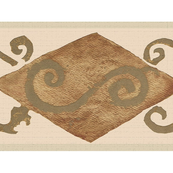 Dundee Deco's Peel and Stick Wallpaper Border - Abstract Brown Tan Diamonds Wall Border Retro Design, 15 ft x 7 in, Self Adhesive