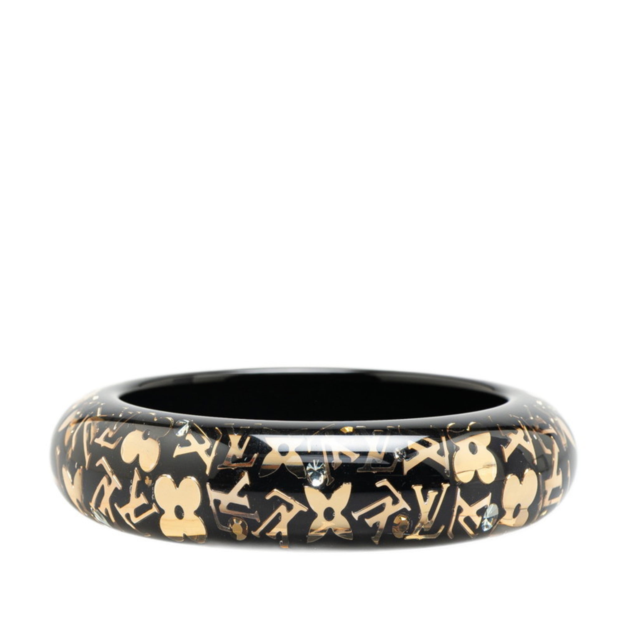 Pre-Owned Louis Vuitton Monogram Inclusion GM Bracelet M66254 in Black Gold with... (Good)