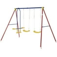 thumbnail image 1 of Outsunny Kids Swing Set with 2 Seats Glider A-Frame Metal Stand Adjustable Hanging Rope for Backyard Playground Outdoor Playset, 1 of 10