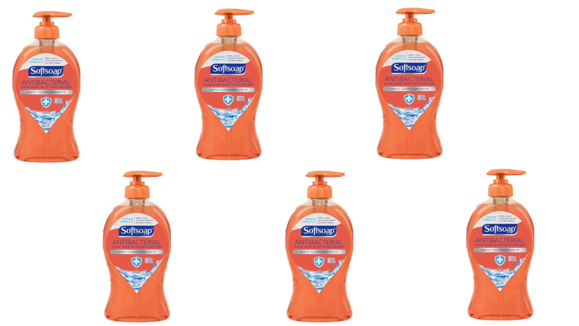 6 Pack Softsoap Liquid Hand Soap Pump Antibacterial Crisp Clean 11.25