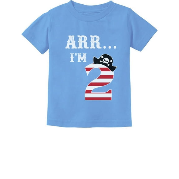 Tstars "Arr I'm 2" Pirate T-Shirt - Fun 2nd Birthday Gift for Toddlers - Unisex Kids Birthday Party Apparel - Perfect Present for Two-Year-Olds - Infant Celebration Tee