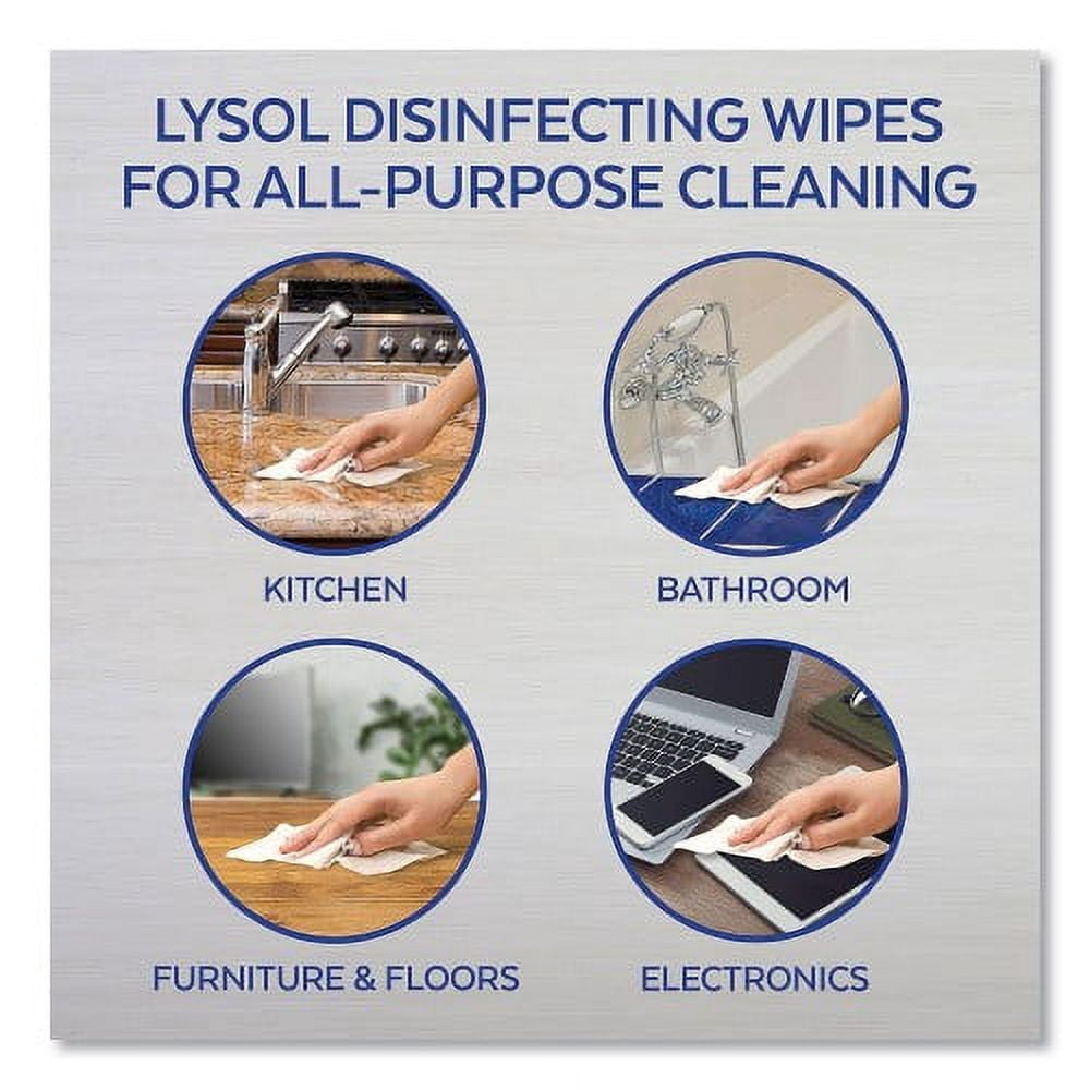 LYSOL Brand Disinfecting Wipes, 1-Ply, 7 x 7.25, Lemon and Lime Blossom, White, 80 Wipes/Canister, 2 Canisters/Pack