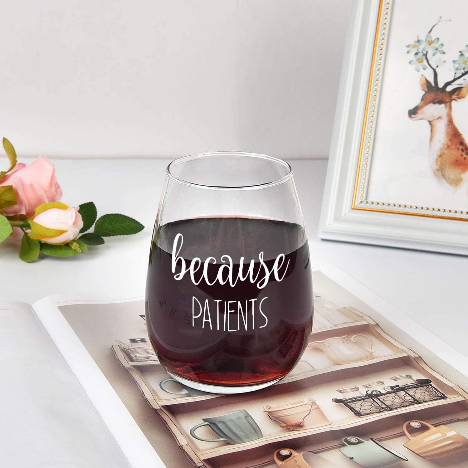 Because Patients Hygienist Funny Birthday Christmas Gifts Doctor Unique Gift Idea for Dentist Nurse 12 oz Insulated Stemless Travel Wine Tumbler with Lids Physician 