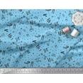 thumbnail image 3 of Soimoi Blue polyester Crepe Fabric Peace On Earth Text Print Sewing Fabric Yard 42 Inch Wide, 3 of 3
