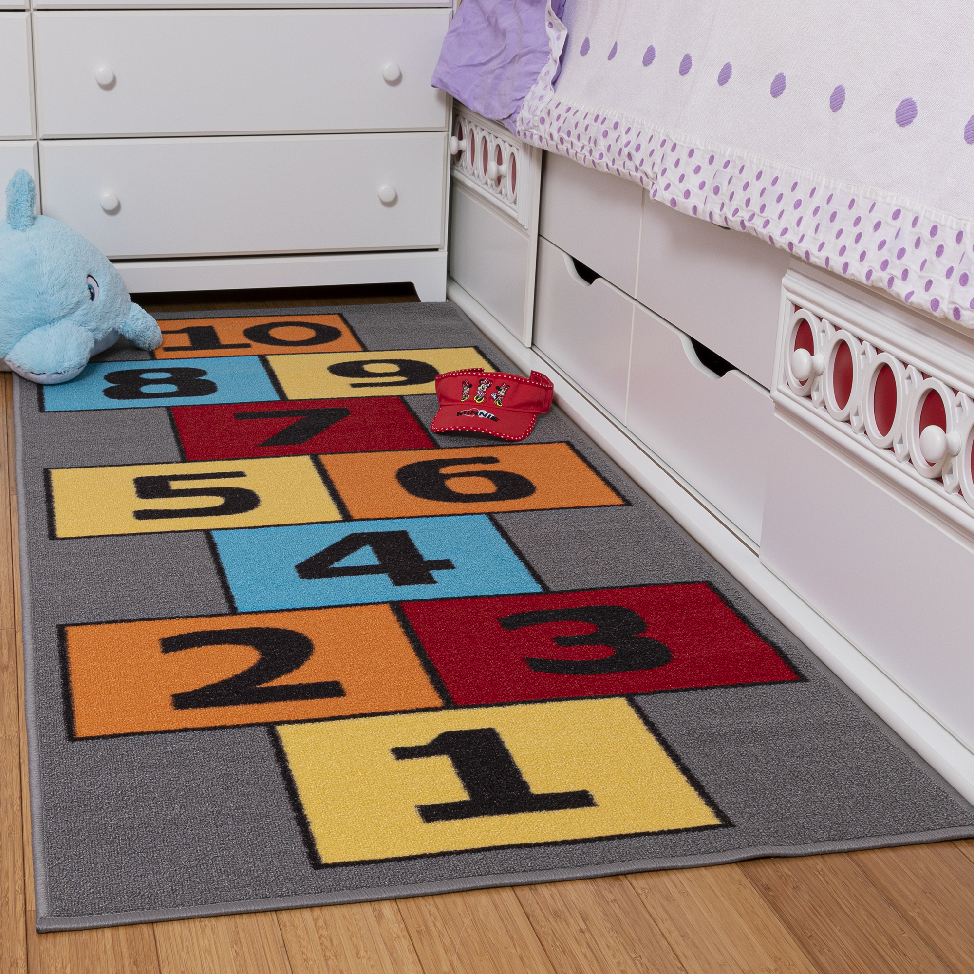 Ottomanson Children's Garden Collection Educational Hopscotch Design