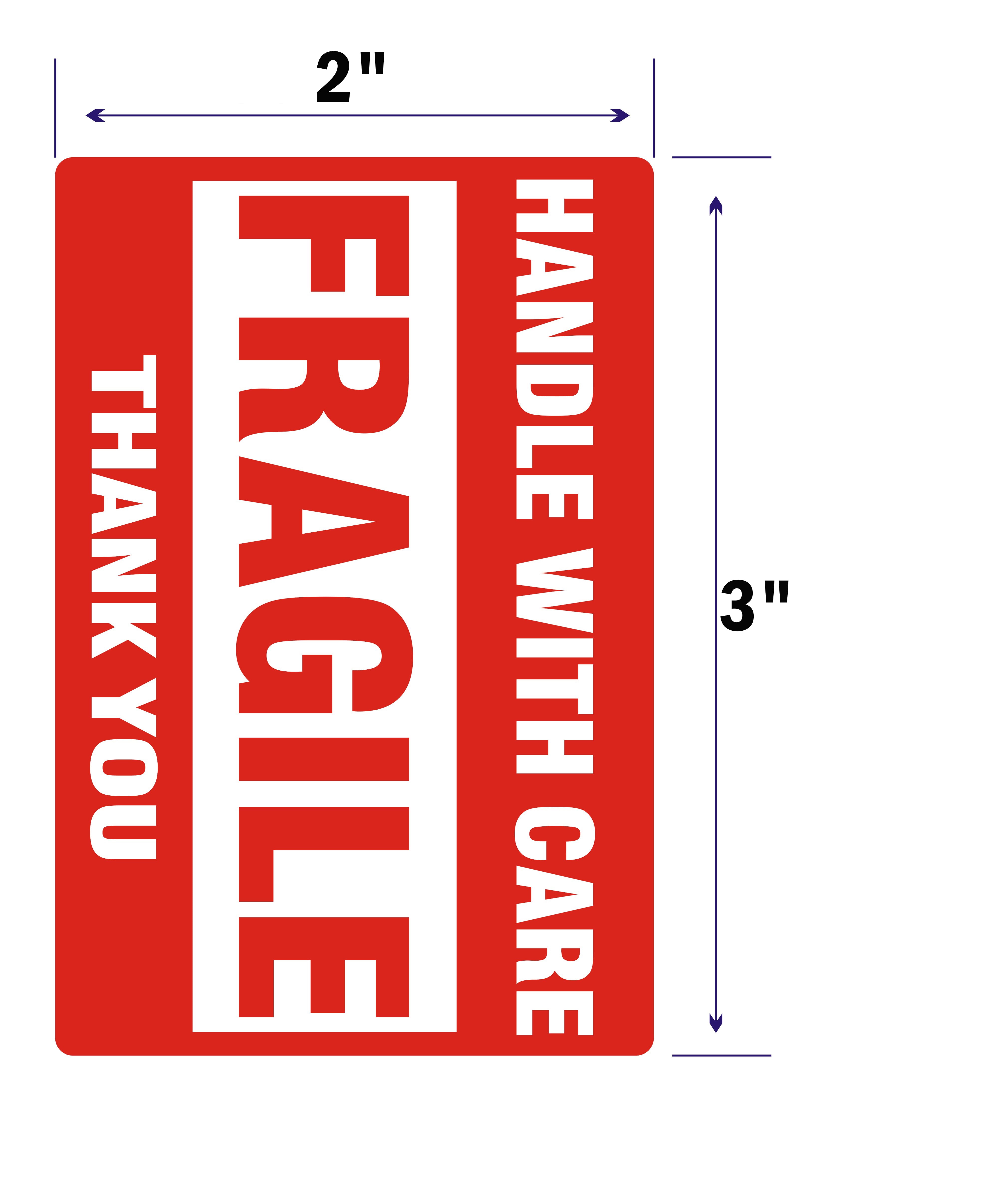 SJPACK 2000 Fragile Stickers 4 Rolls 2" x 3" Fragile - Handle With Care - Thank You Shipping Labels Stickers